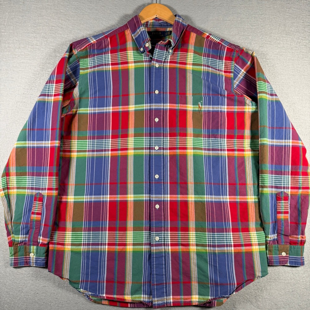 Polo Ralph Lauren Mens XLT Plaid Button Down Shirt Multicolor Cotton Tall 13196